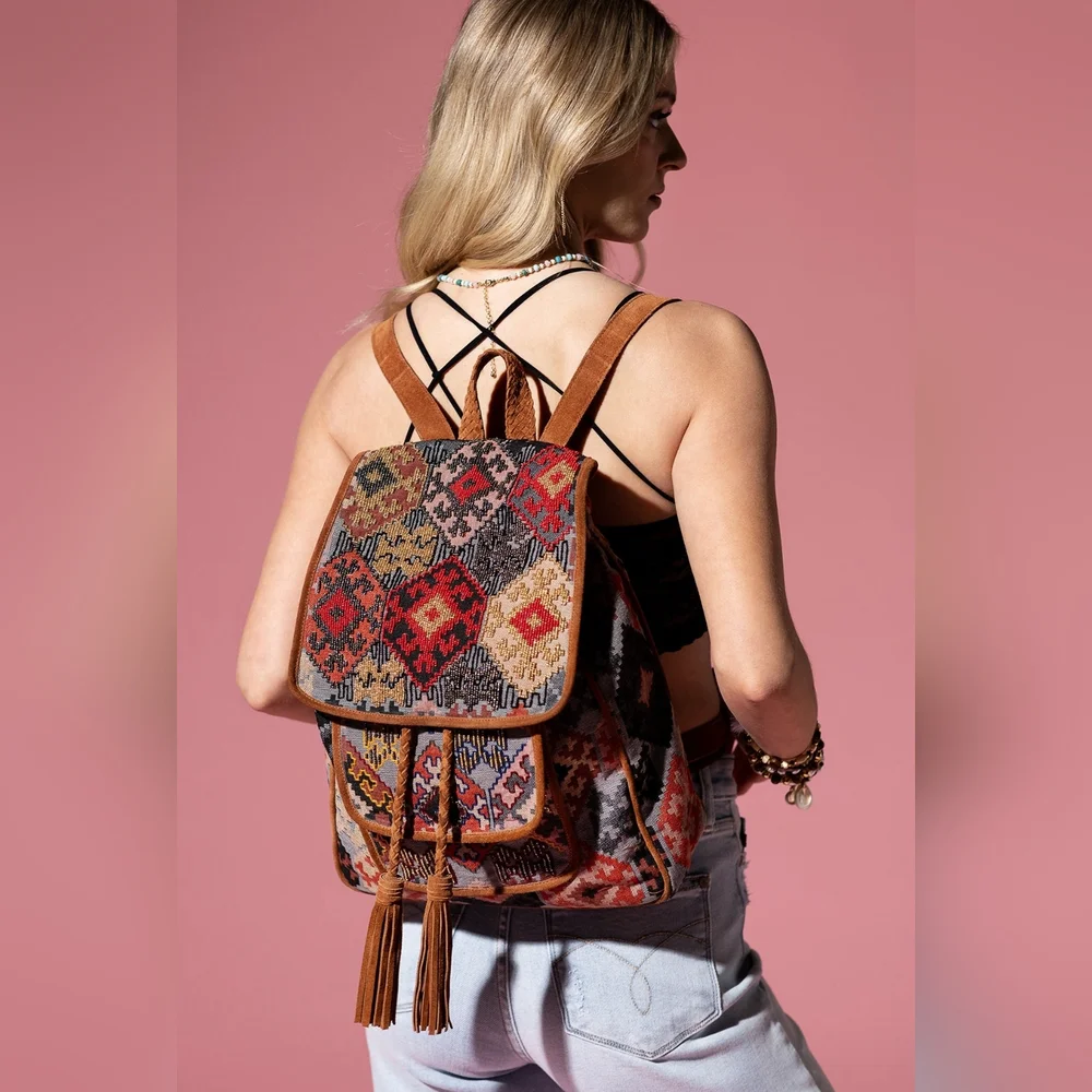 Embroidered Backpack - Unique Artisan Embellished Ethnic Look -Fully Fine Cotton
